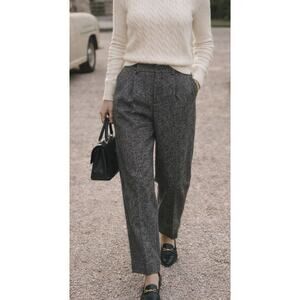 VTG John Henry Womens Academia Herringbone Trousers Size 12 Gray Heritage Career